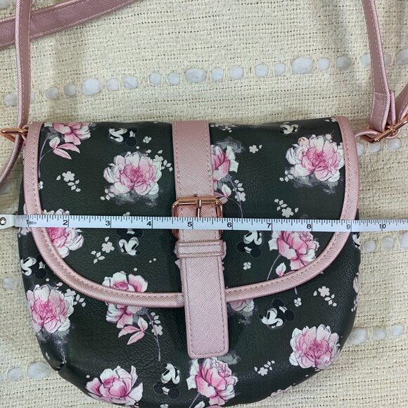Disney LOUNGEFLY Minnie Mouse Pink Floral Saddle Bag Crossbody Purse - Picture 12 of 15